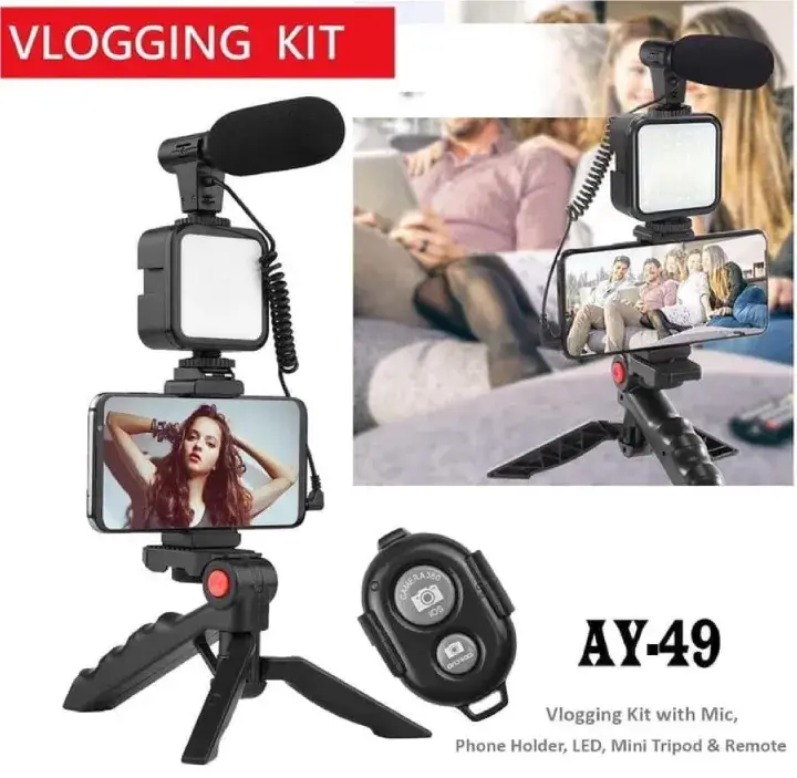 VLOGGING Kit Tripod Shoot Video Ay-49 Video Making Vlogging Kit Tripod