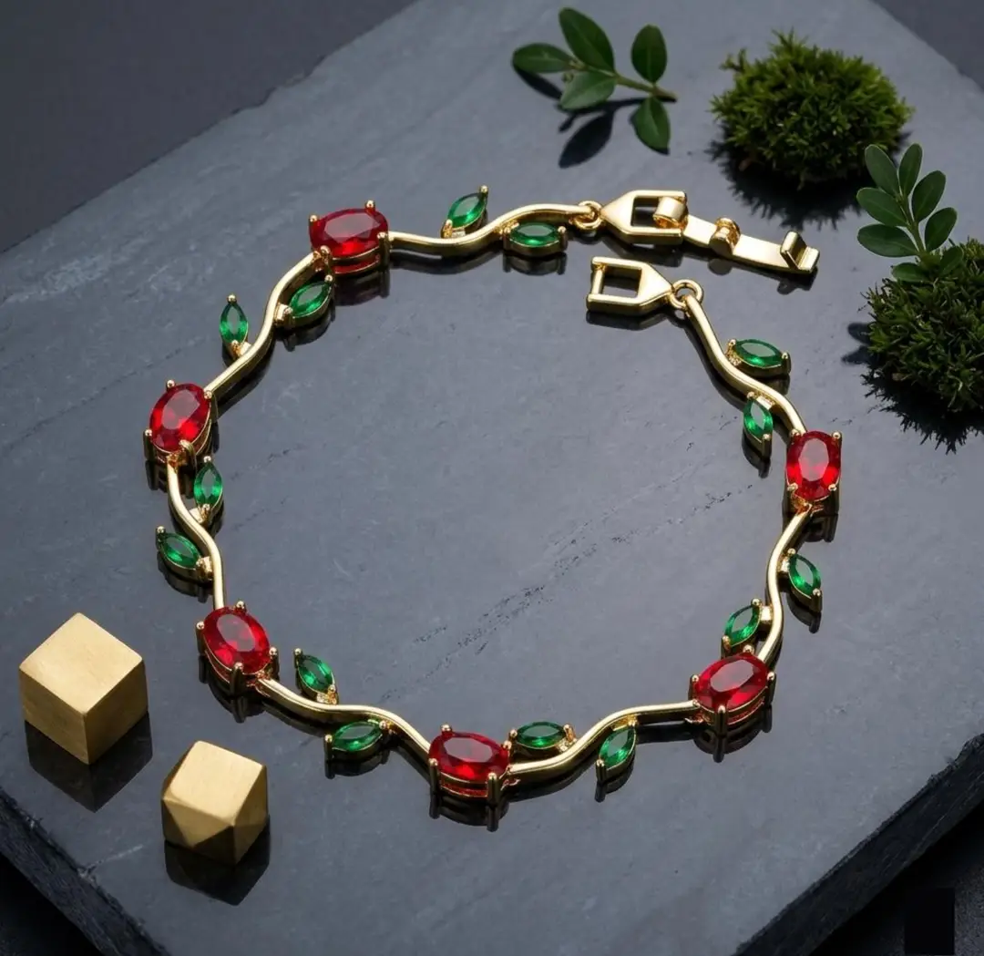 1 Pc Pearl Stone 1 Carat Gold Plated Crystal Chain Bracelet