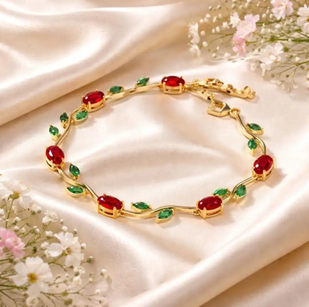 1 Pc Pearl Stone 1 Carat Gold Plated Crystal Chain Bracelet