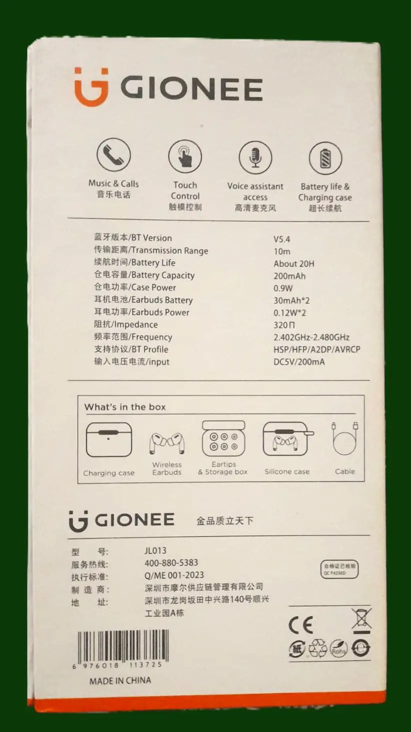 Gionee  White Smart Touch JL 013 Airpods