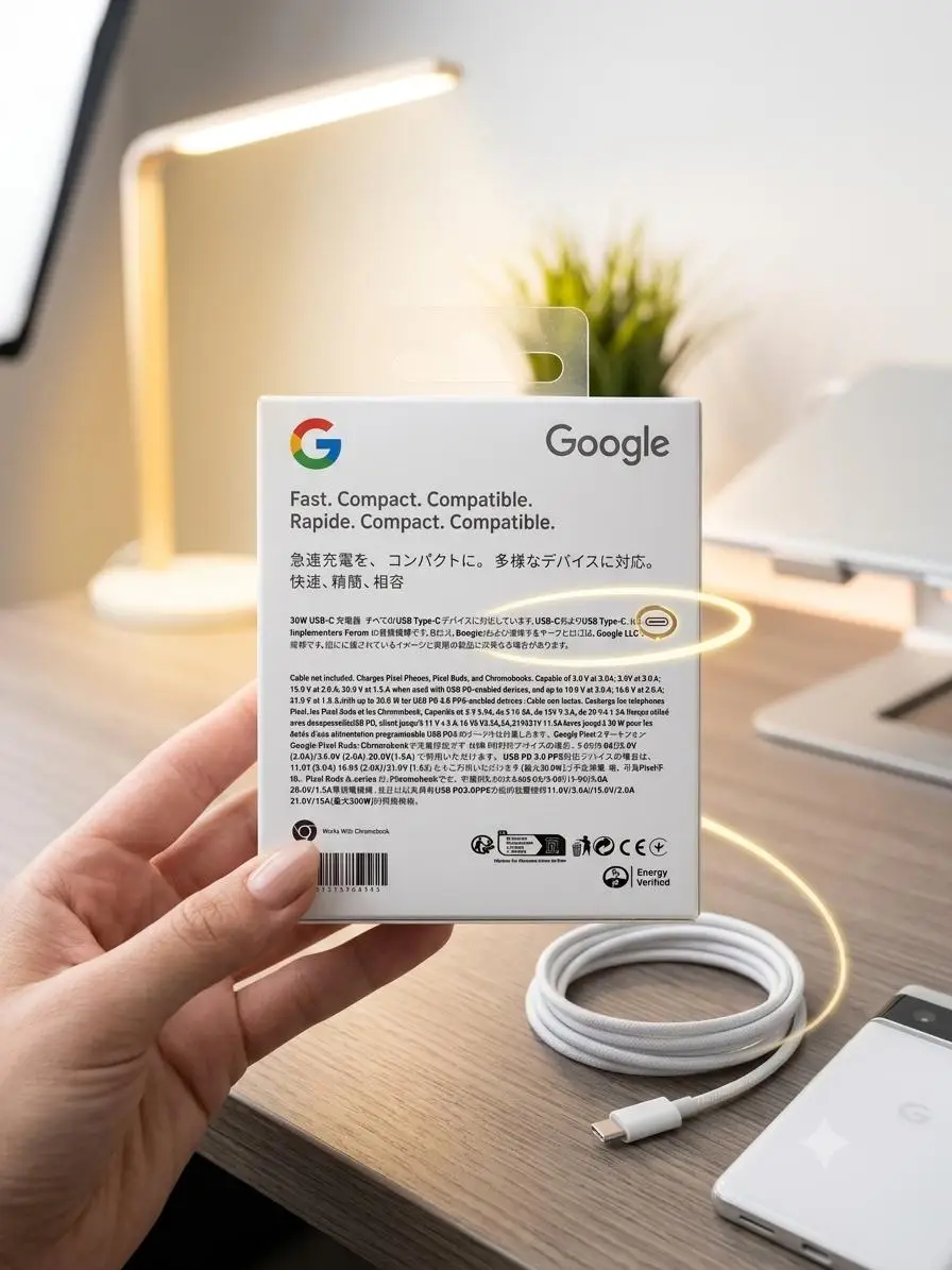Google Pixel Original 30W USB-C Fast Charger with USB-C Cable (New)