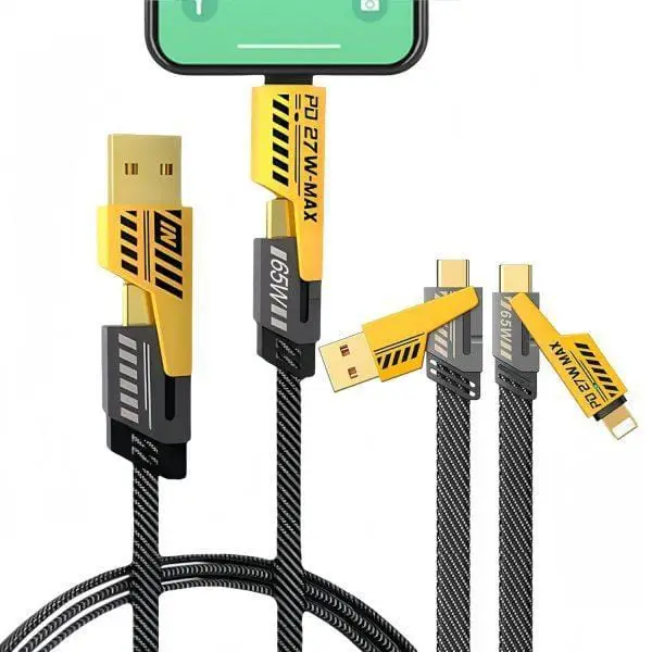 4-in-1 Fast Charging Data Cable USB to Type-C, Lightning & Micro USB – High Speed Charging & Data Sync – 1 Meter