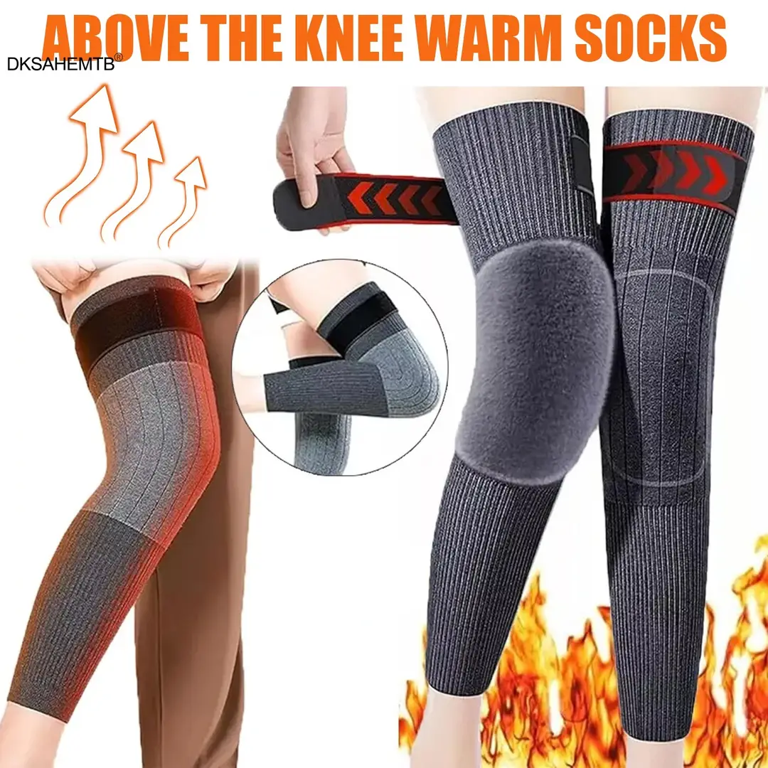 2Pcs/ With Strap Knee warmer for men and women with straps/Belts, Wool Knee Pads, thermal legs warmer for medical use, fleece brace warmer, knee pain relief