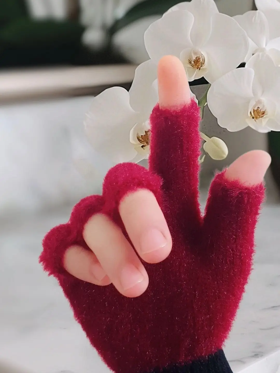 1 Pair Half Finger Gloves for Girls, Plush Fingerless Gloves in Multicolor | Good Quality & Warm Material | Pardhan Collections