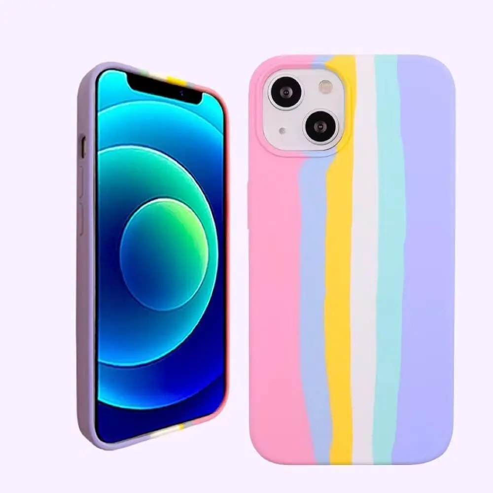Multicolor Rainbow Stripe Silicon Case for iPhone 15 Pro Max
