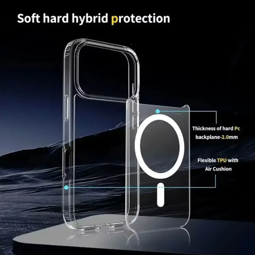 Transparent MagSafe Magnetic Clear Case for iPhone 17 Pro– Premium Shockproof Protection & Wireless Charging Compatible