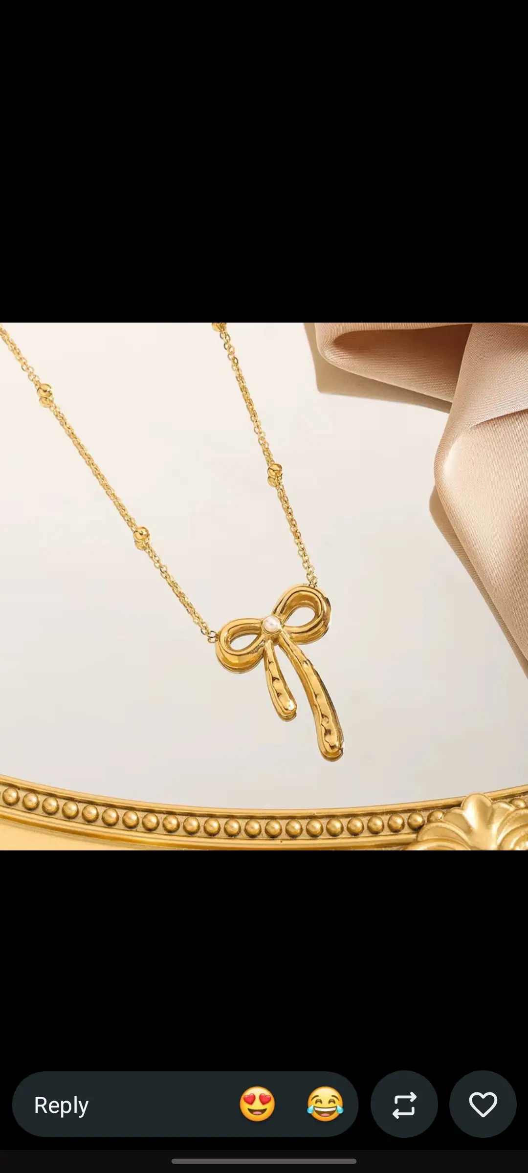 Pearl Bow Necklace for Women – Gold Color Ribbon Pendant