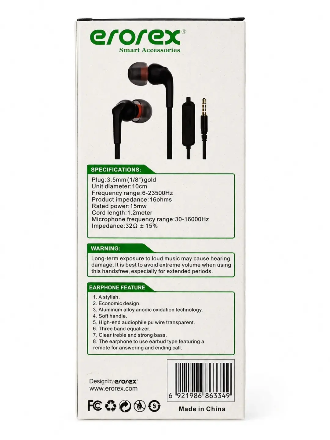 Erorex M-17 Extra Bass Wired Earphones 3.5mm Jack | In-Ear Handsfree with Mic | HD Sound | Universal Compatibility