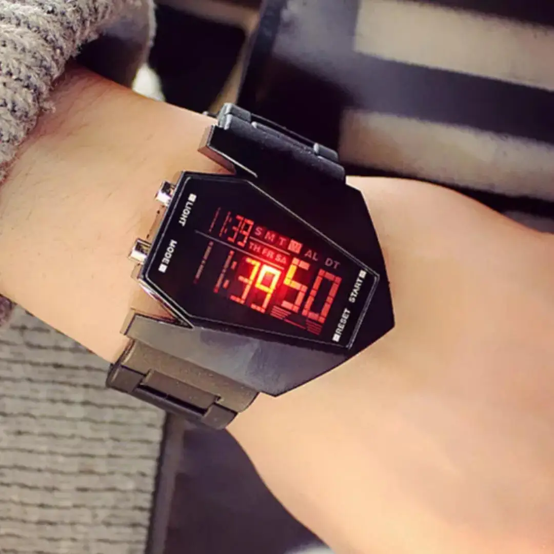 Luxury Airplane-Shaped Luminous LED Digital Watch