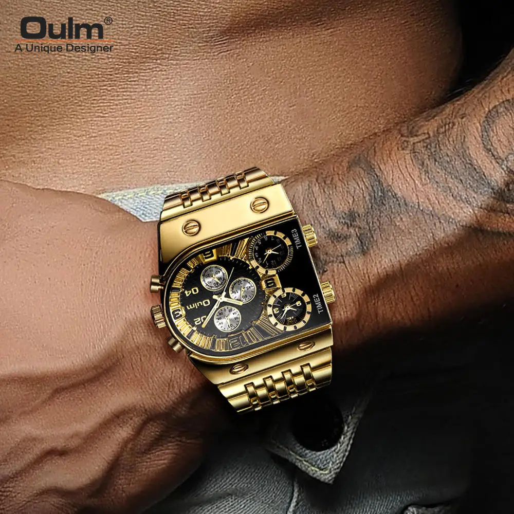 Multi Time Zone Large Dial Luminous Men Watch Steel Strap