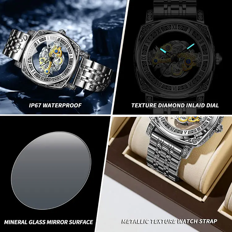 BINBOND Genuine Retro Carved Quartz Luxury Watch
