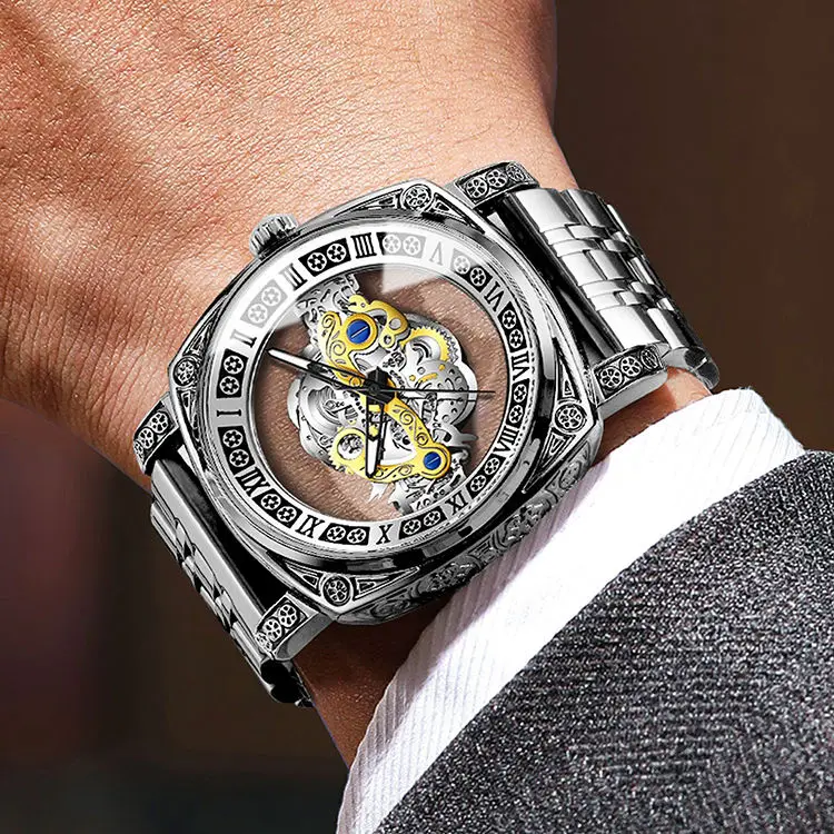 BINBOND Genuine Retro Carved Quartz Luxury Watch