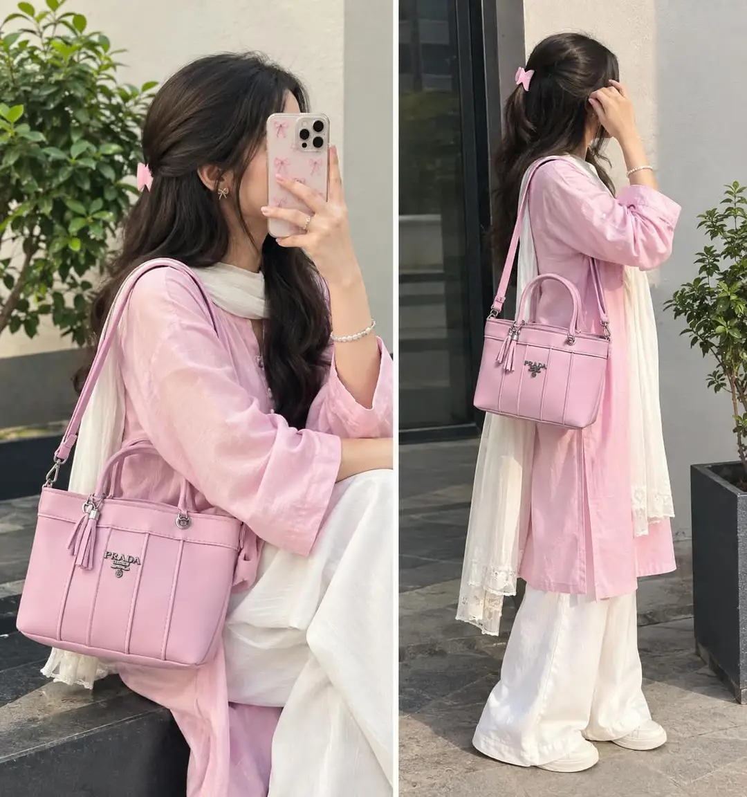 Girl's Leather Plain Hand Bag