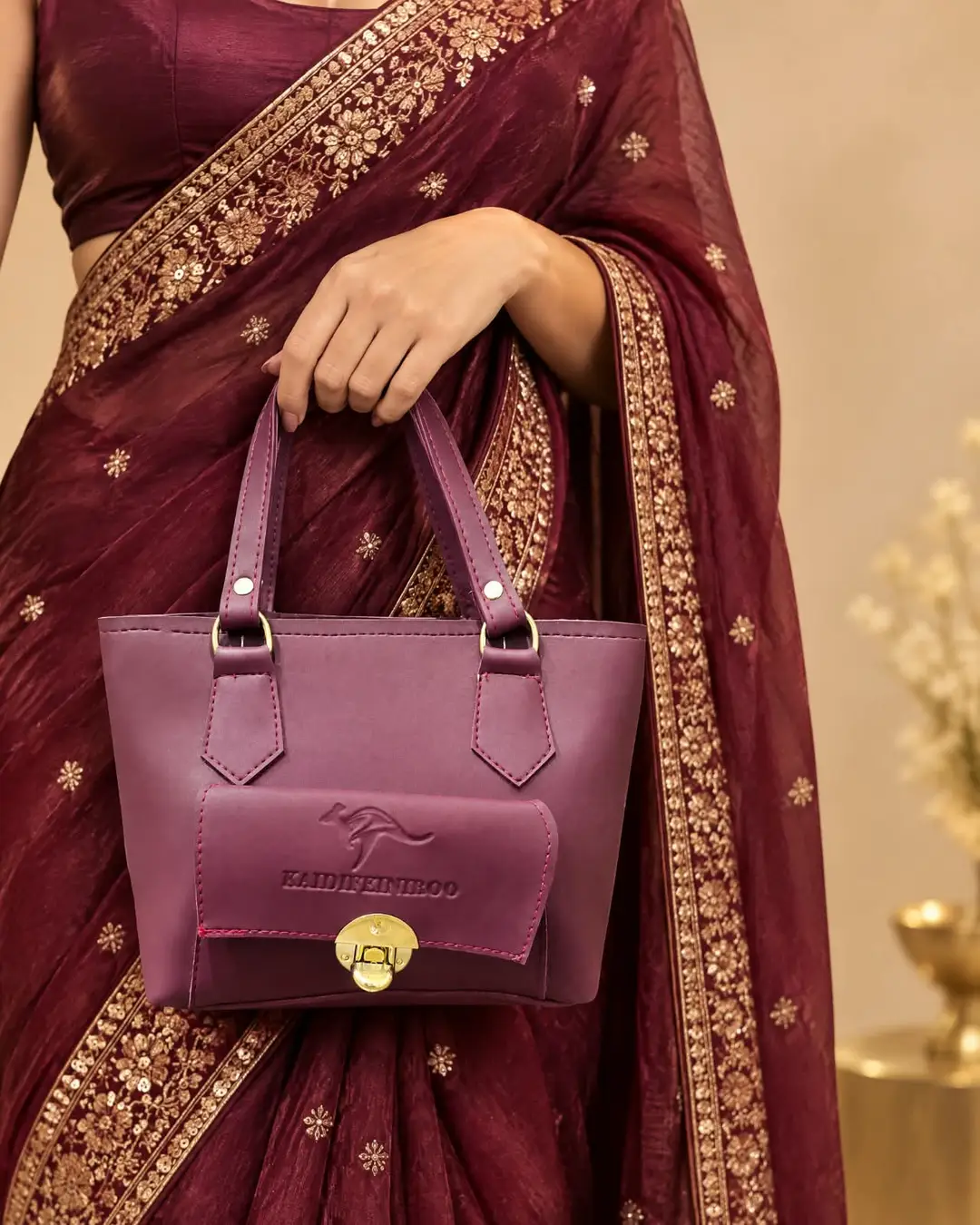 Girl's Leather Plain Hand Bag