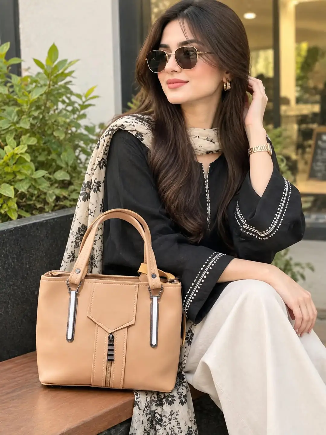 Girl's Leather Plain Hand Bag