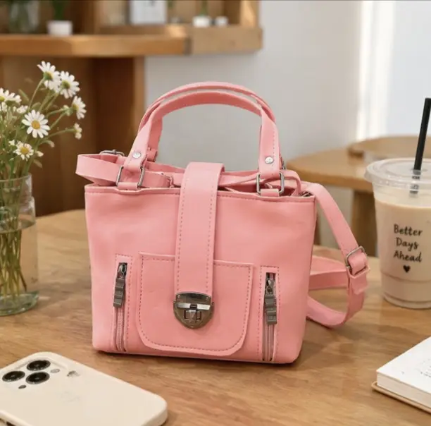 Girl's Leather Plain Hand Bag
