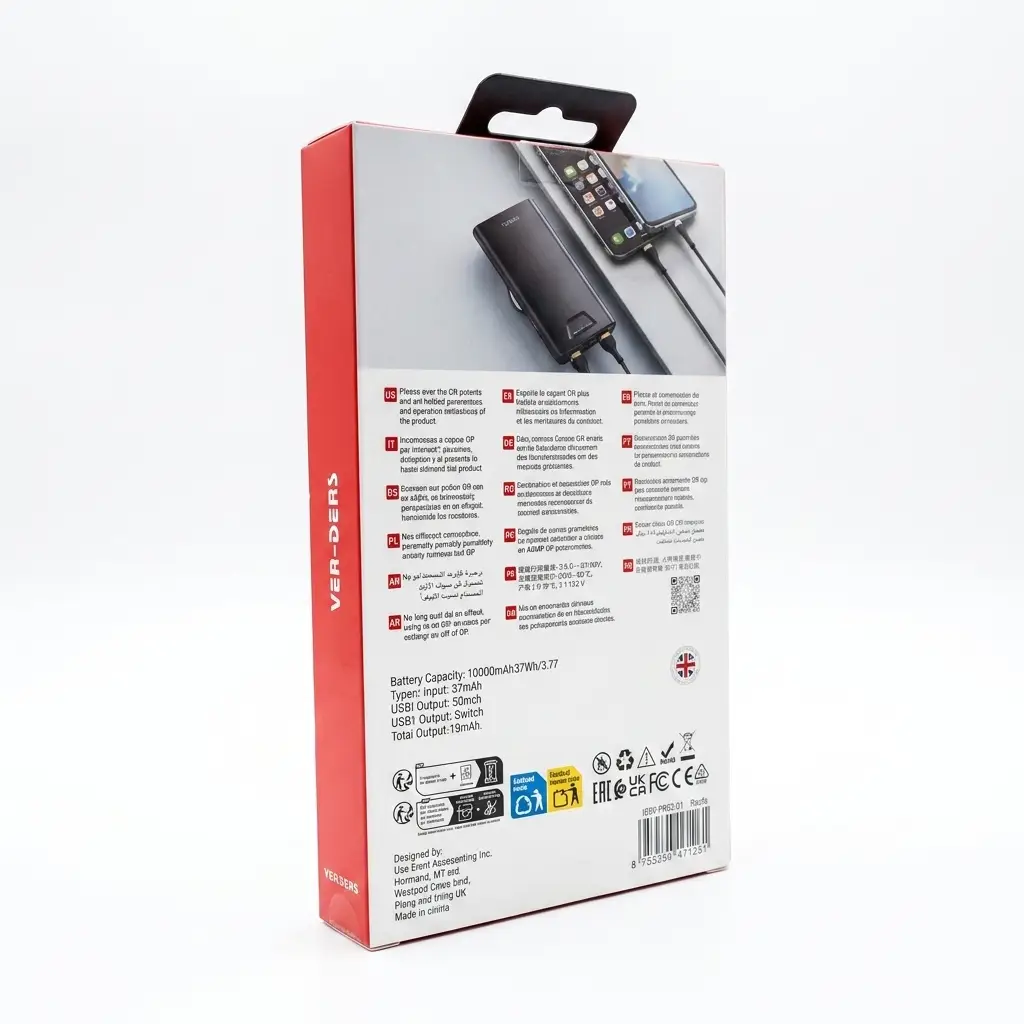 VEN-DENS 10000mAh Portable Power Bank (VD-PB041) with Charging Cable