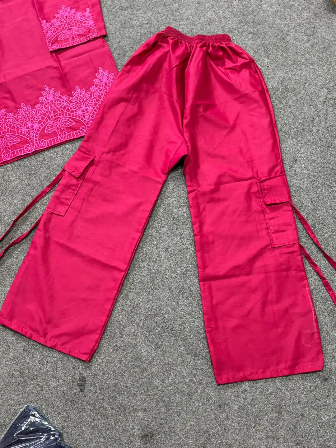 2 Pcs Women's Stitched Cotton Embroidered Co-Ord Set