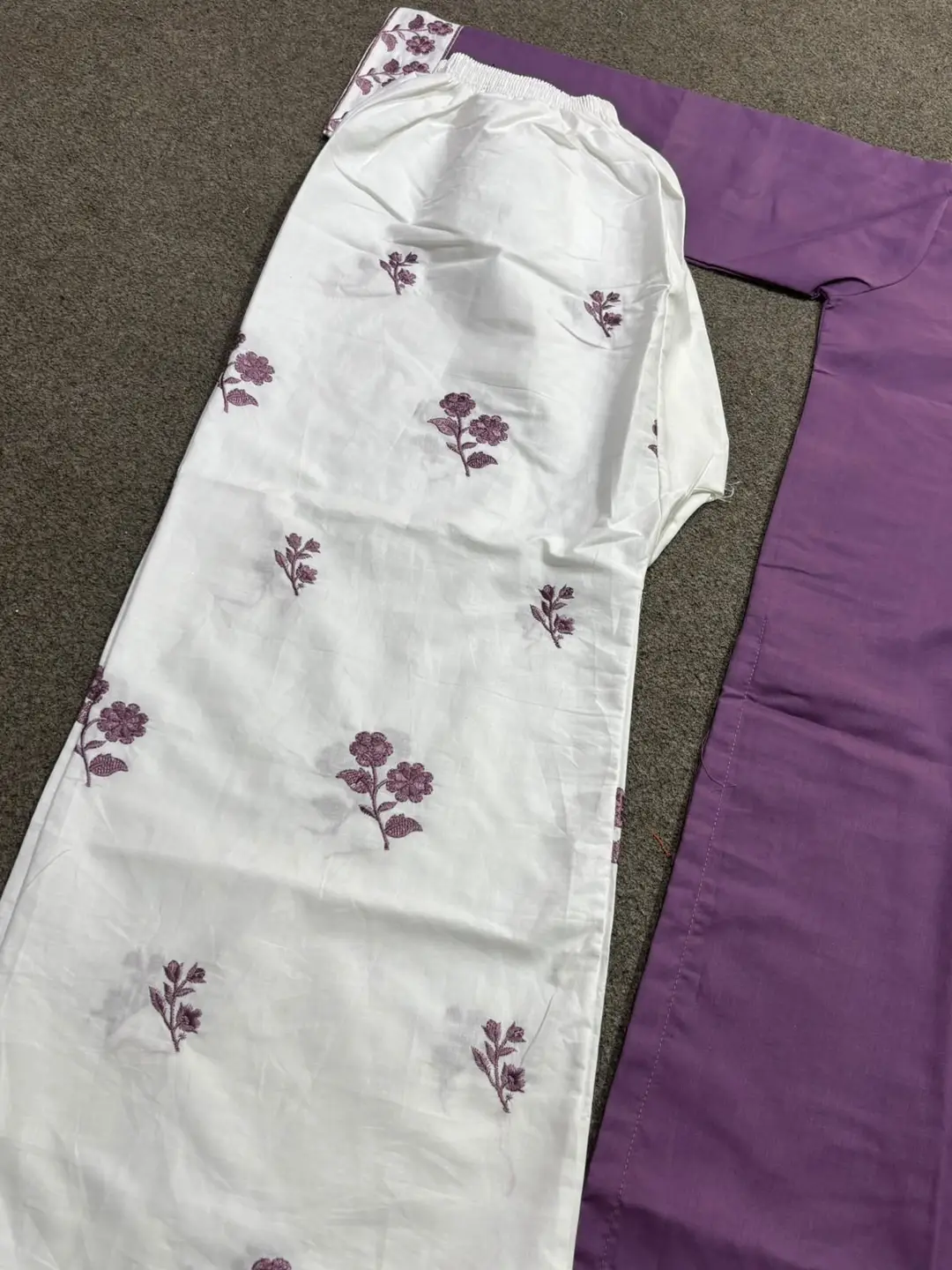 2 Pcs Women's Stitched Cotton Embroidered Shirt And Trouser