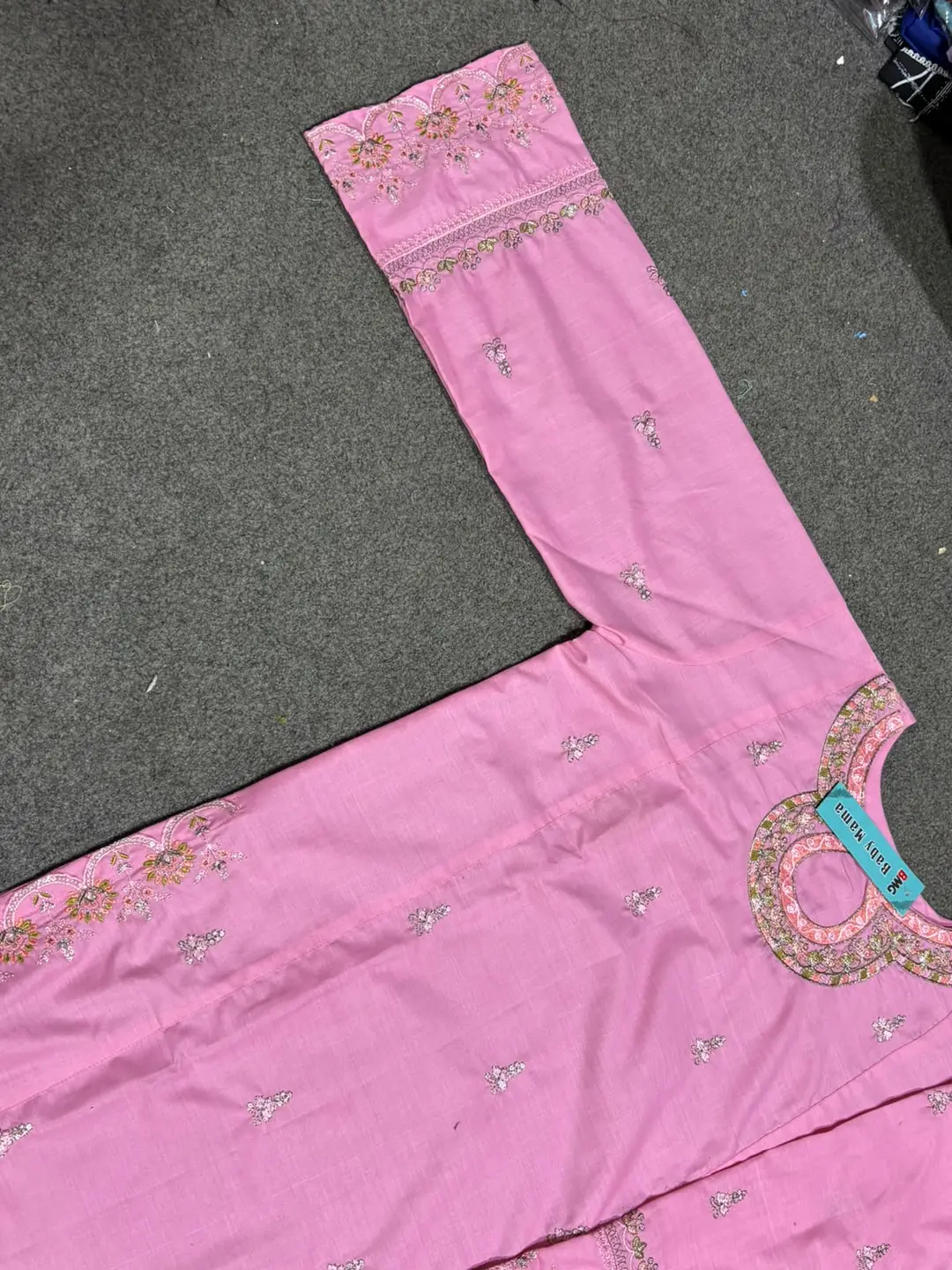 2 Pcs Women's Stitched Cotton Embroidered Shirt And Trouser