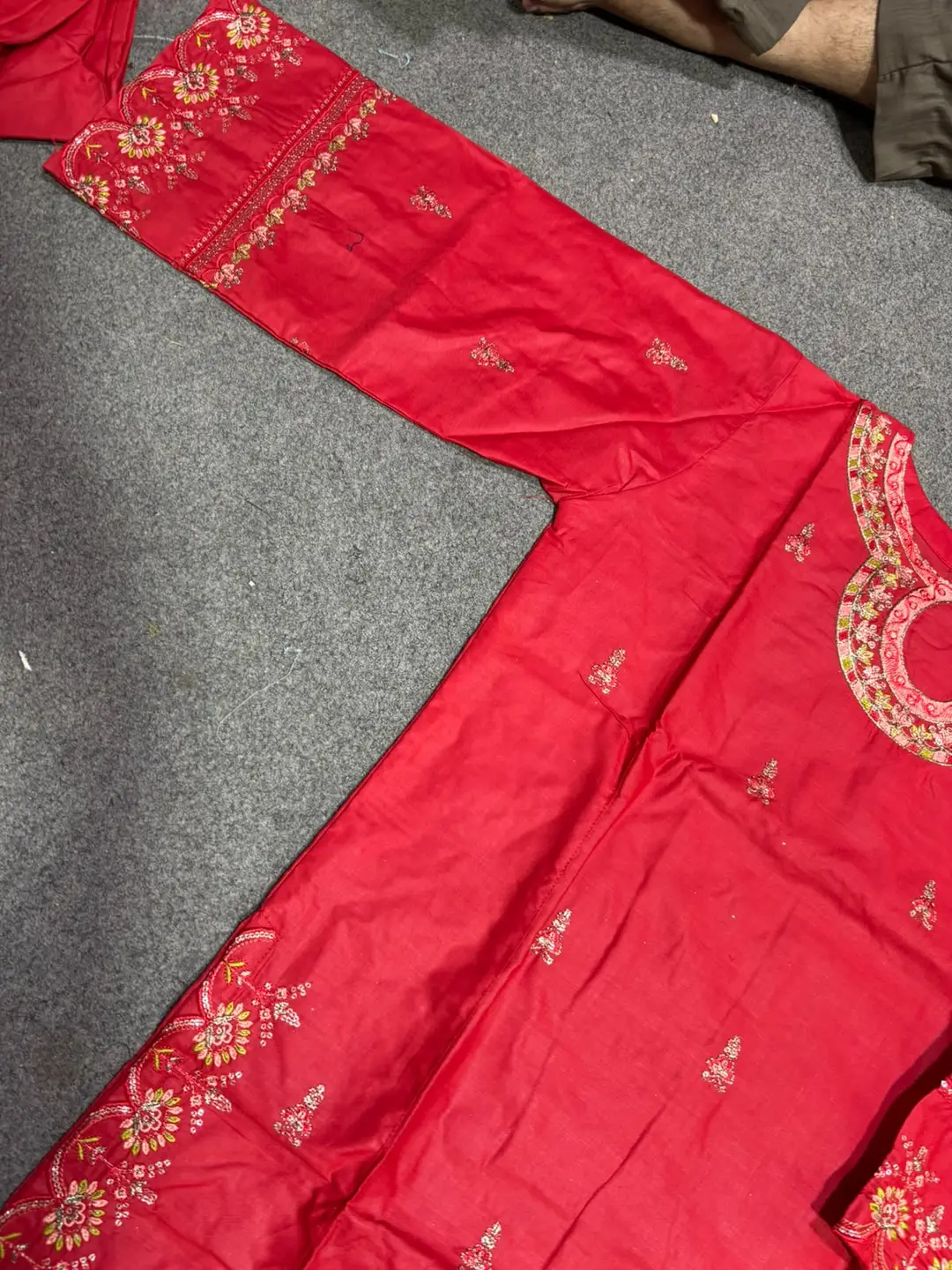 2 Pcs Women's Stitched Cotton Embroidered Shirt And Trouser