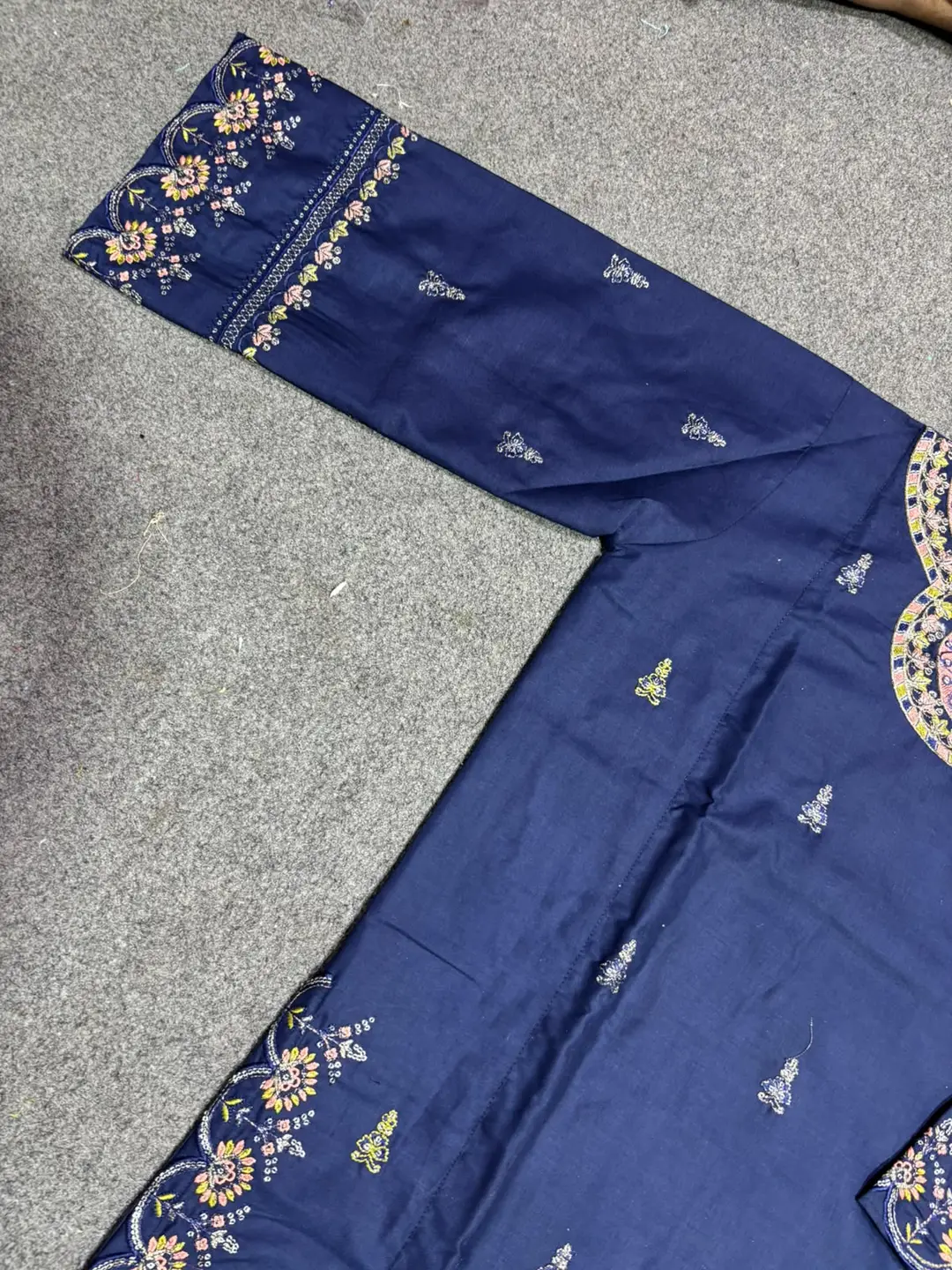 2 Pcs Women's Stitched Cotton Embroidered Shirt And Trouser