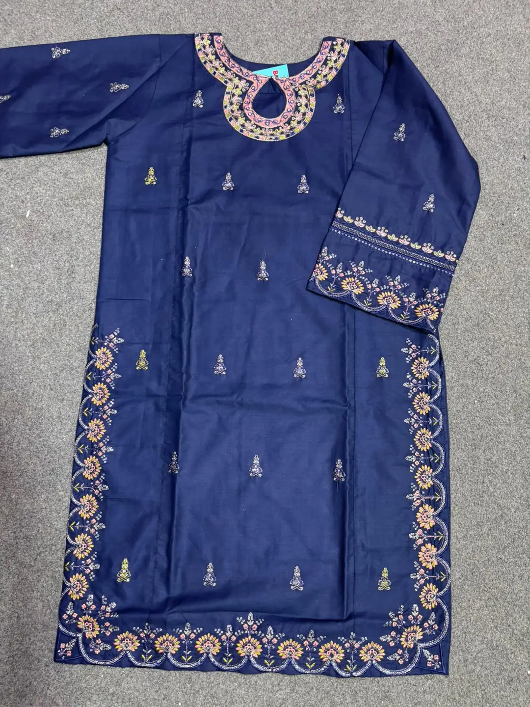 2 Pcs Women's Stitched Cotton Embroidered Shirt And Trouser