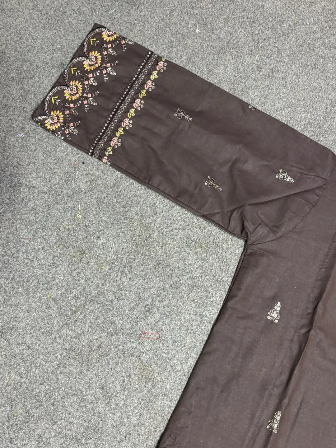 2 Pcs Women's Stitched Cotton Embroidered Shirt And Trouser