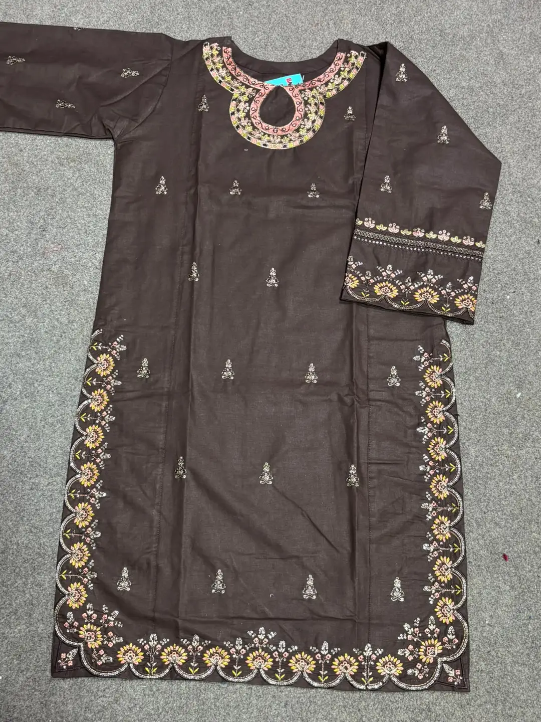 2 Pcs Women's Stitched Cotton Embroidered Shirt And Trouser