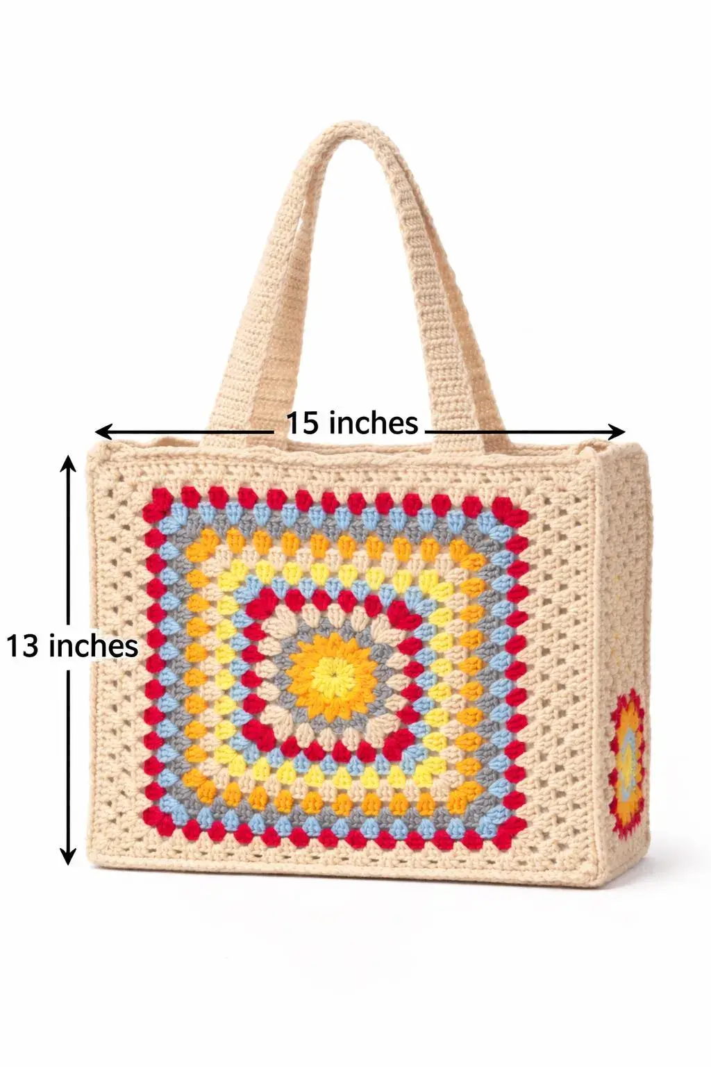 Cute Girl's Multicolor Crochet Acrylic Tote Bag - 1 Pc