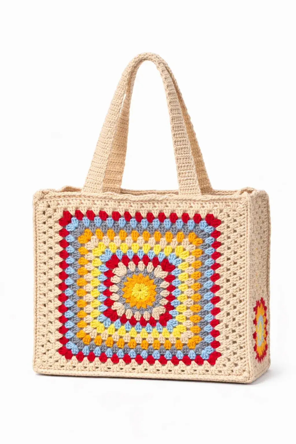 Cute Girl's Multicolor Crochet Acrylic Tote Bag - 1 Pc