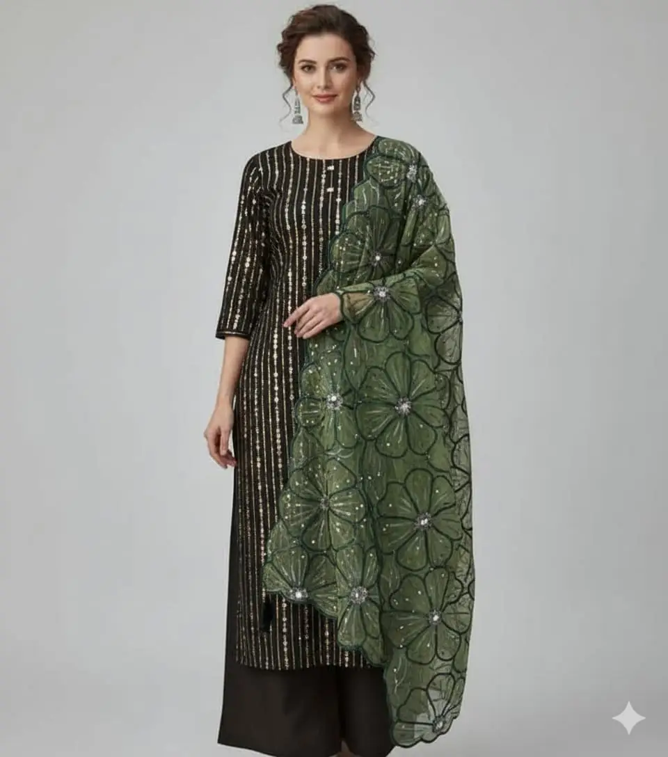3 Pcs Women's Unstitched Embroidered Suit beautiful article