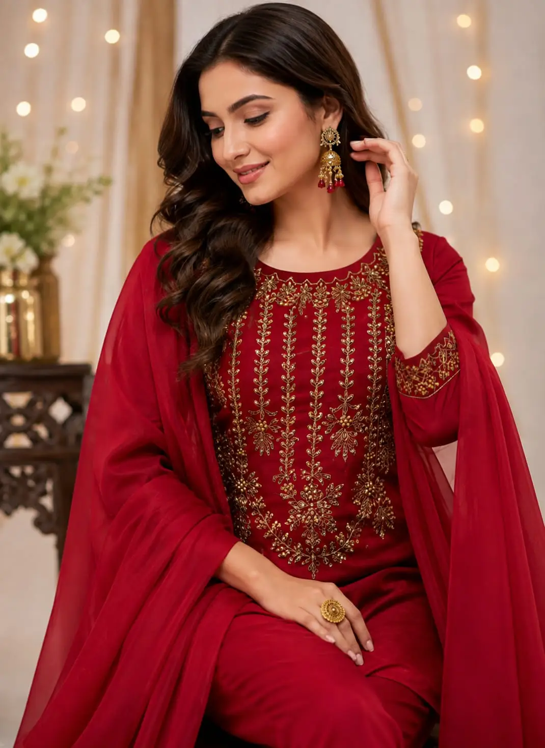3 Pcs Women's Unstitched Embroidered Suit