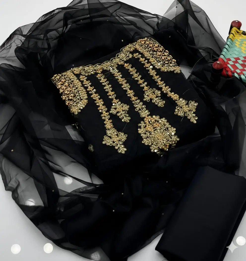 3 Pcs Women's Unstitched Embroidered Suit