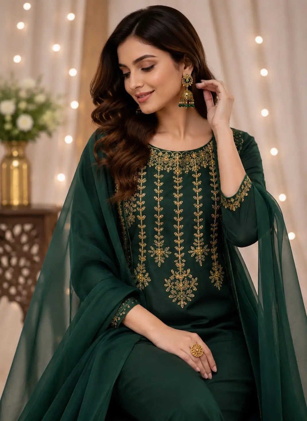 3 Pcs Women's Unstitched Embroidered Suit