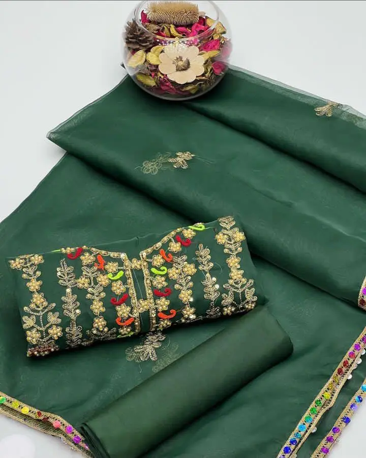 3 Pcs Women's Unstitched Embroidered Suit
