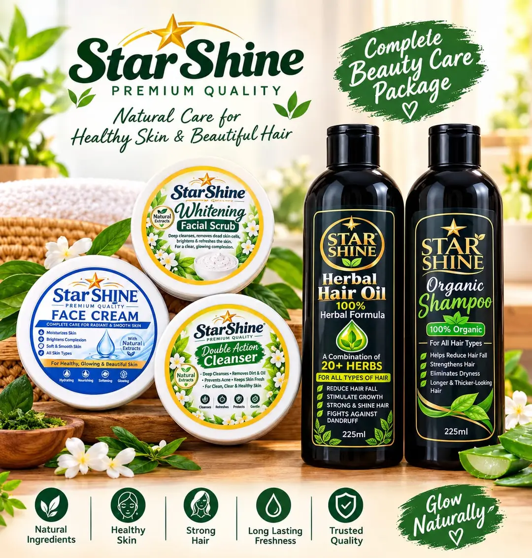 Combo Box 5in1 Face Cream, Scrub, Cleanser, Hair Oil &Shampo
