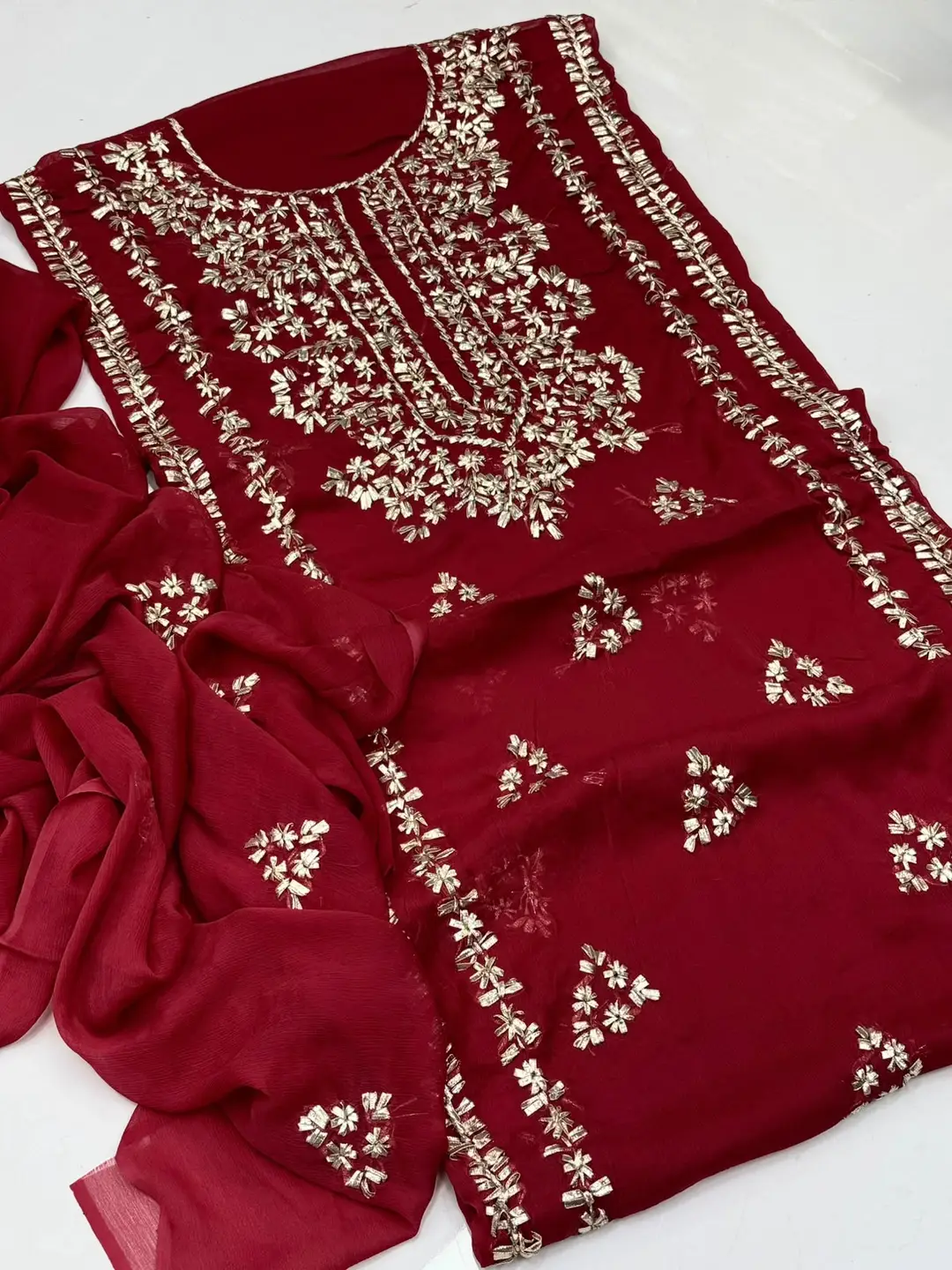 2 Pcs Women's Unstitched Hand Embroidered Suit