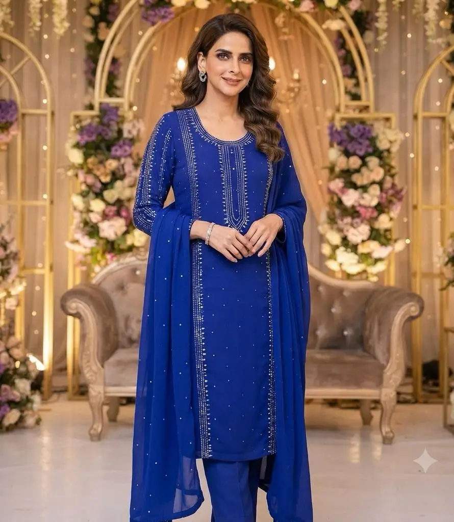 2 Pcs Women's Unstitched Hand Work Suit