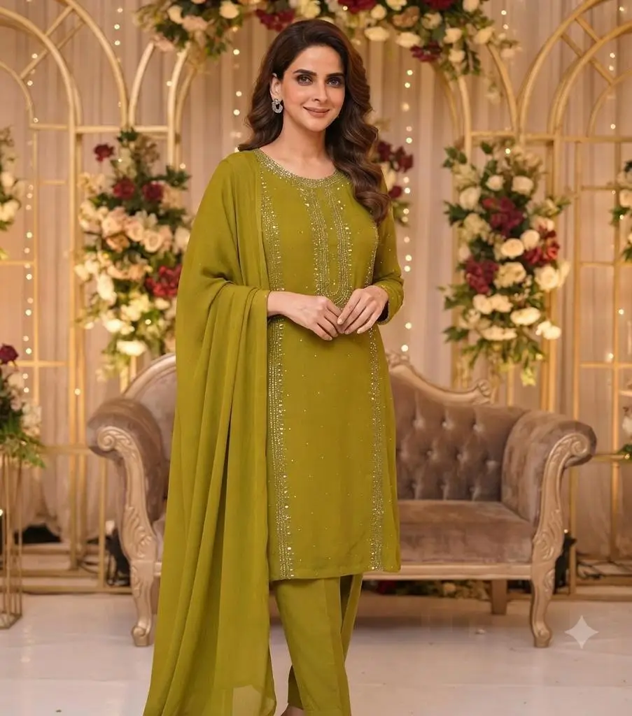 2 Pcs Women's Unstitched Hand Work Suit