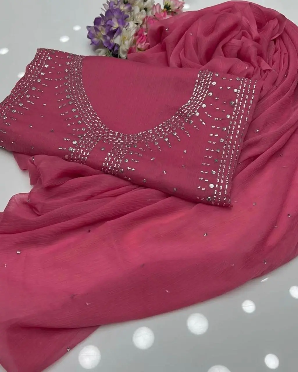 2 Pcs Women's Unstitched Hand Work Suit