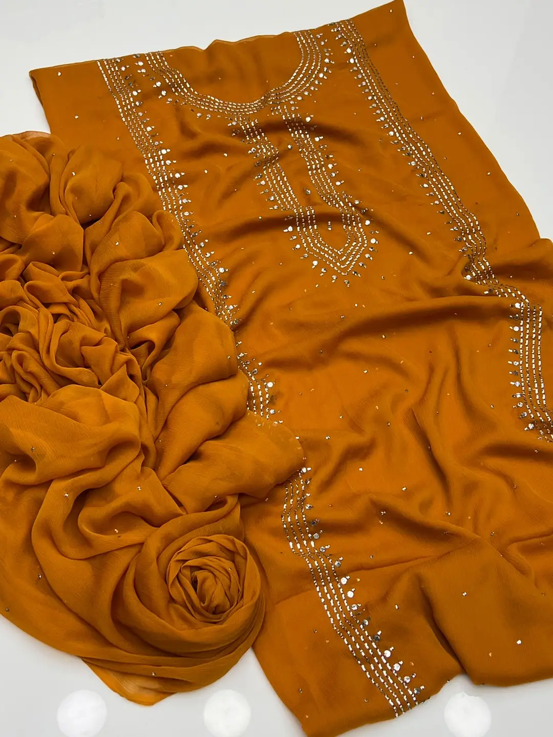 2 Pcs Women's Unstitched Hand Work Suit