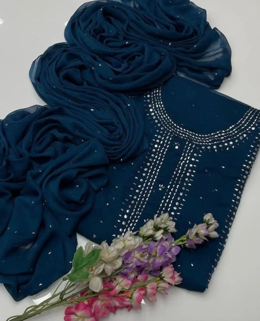 2 Pcs Women's Unstitched Hand Work Suit