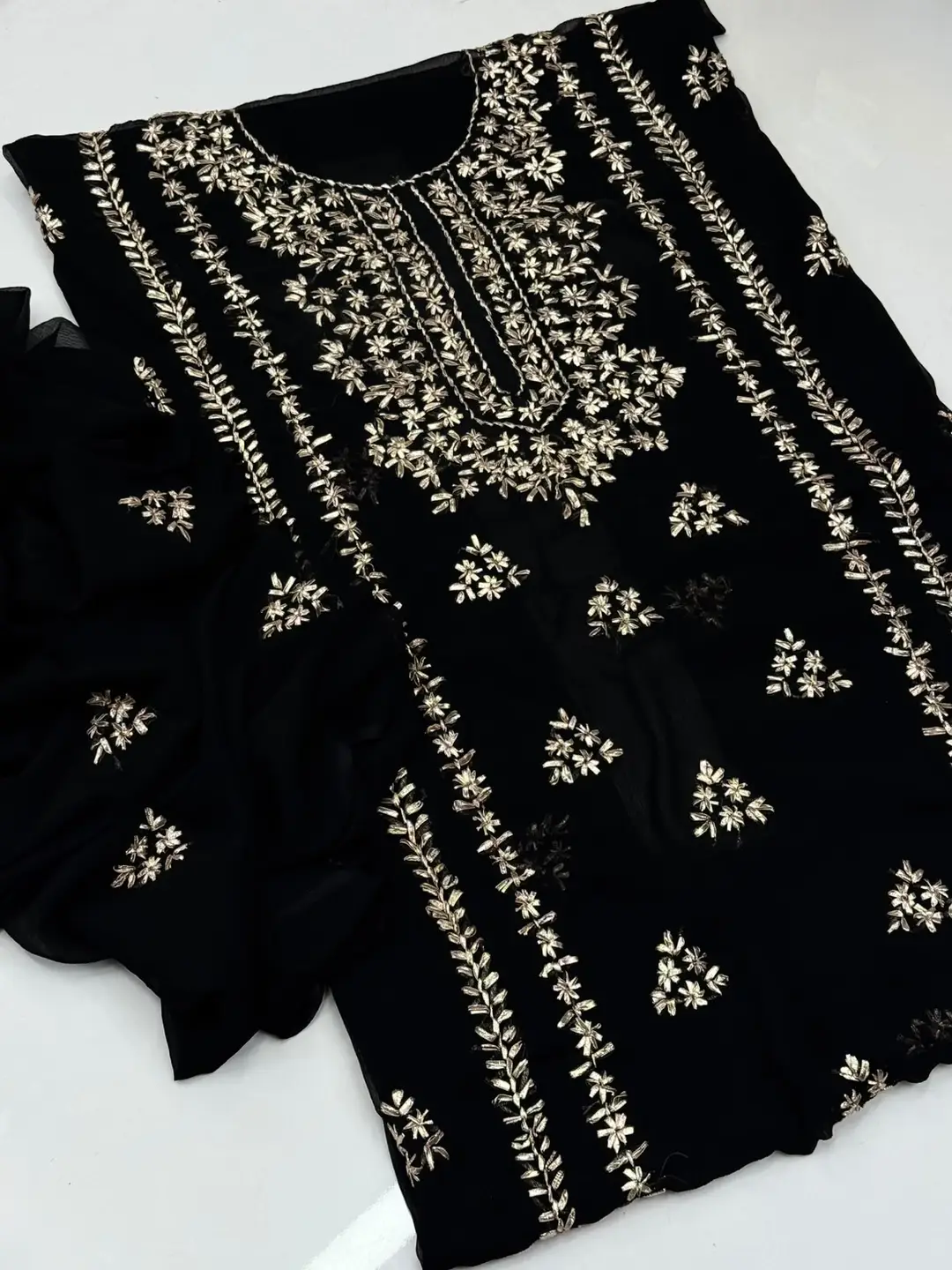 2 Pcs Women's Unstitched Gota Work Suit
