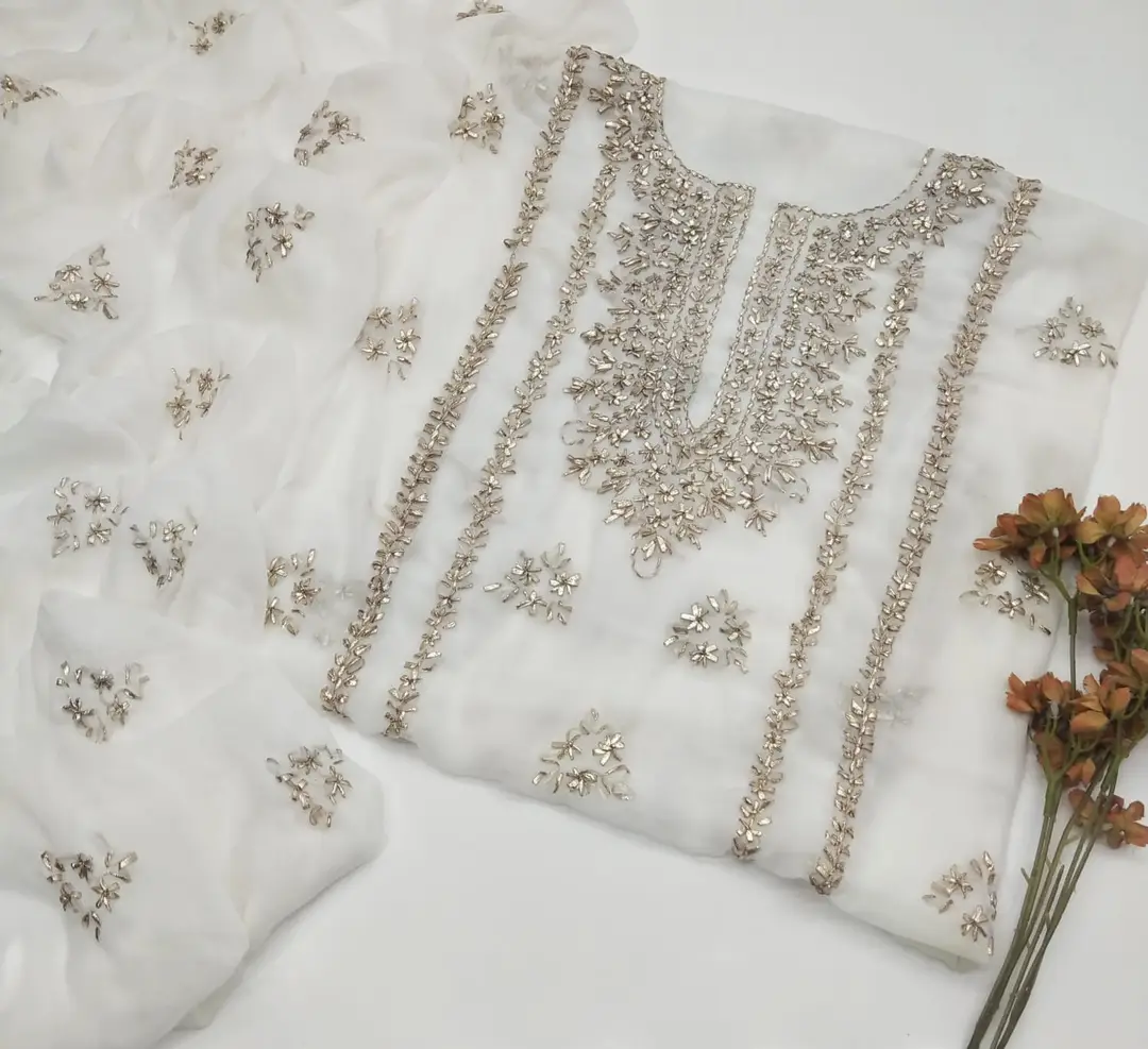 2 Pcs Women's Unstitched Gota Work Suit