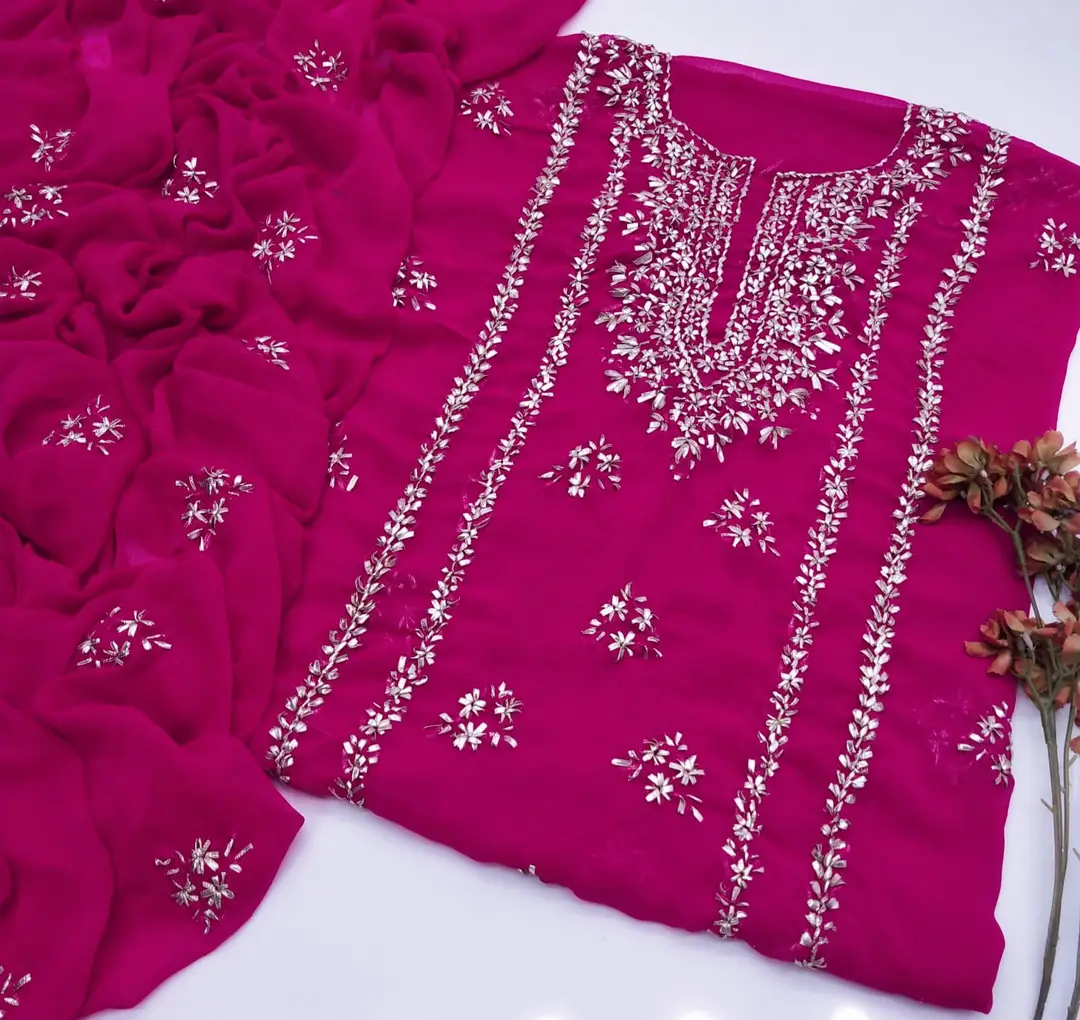 2 Pcs Women's Unstitched Gota Work Suit