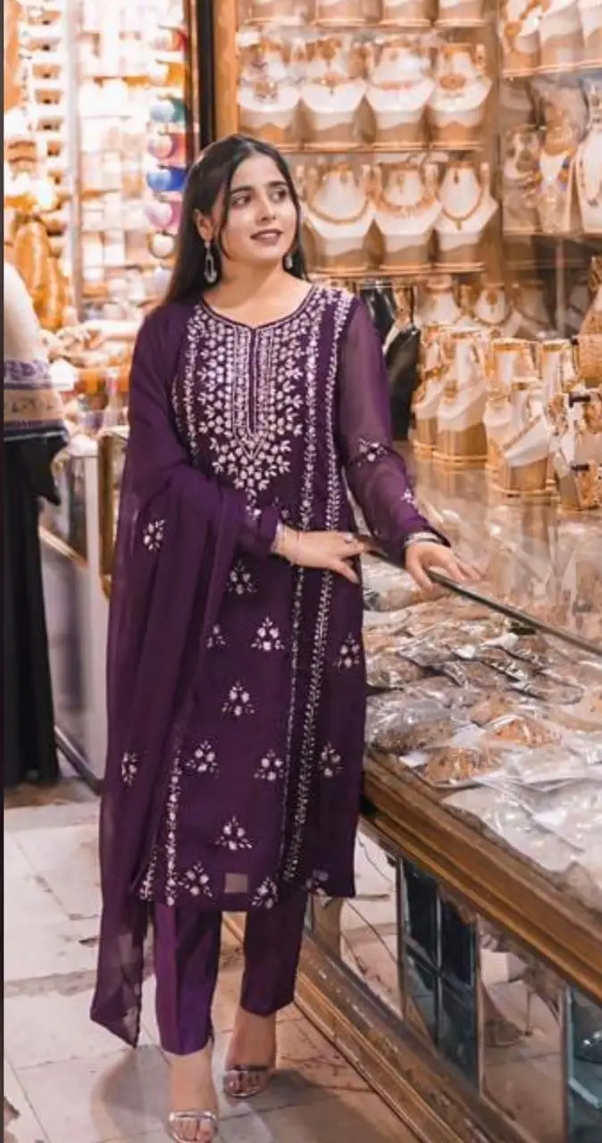 2 Pcs Women's Unstitched Gota Work Suit