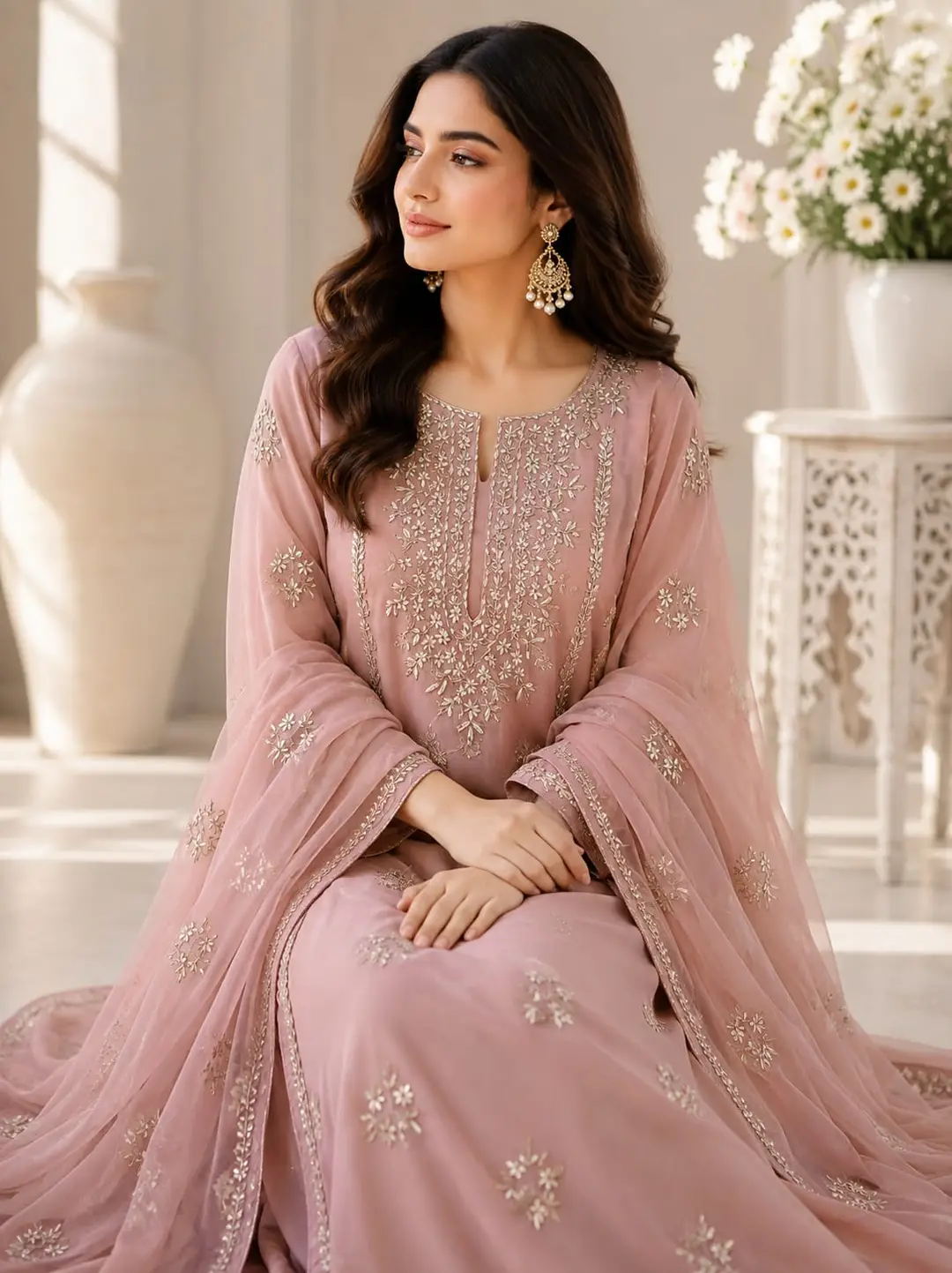 2 Pcs Women's Unstitched Gota Work Suit