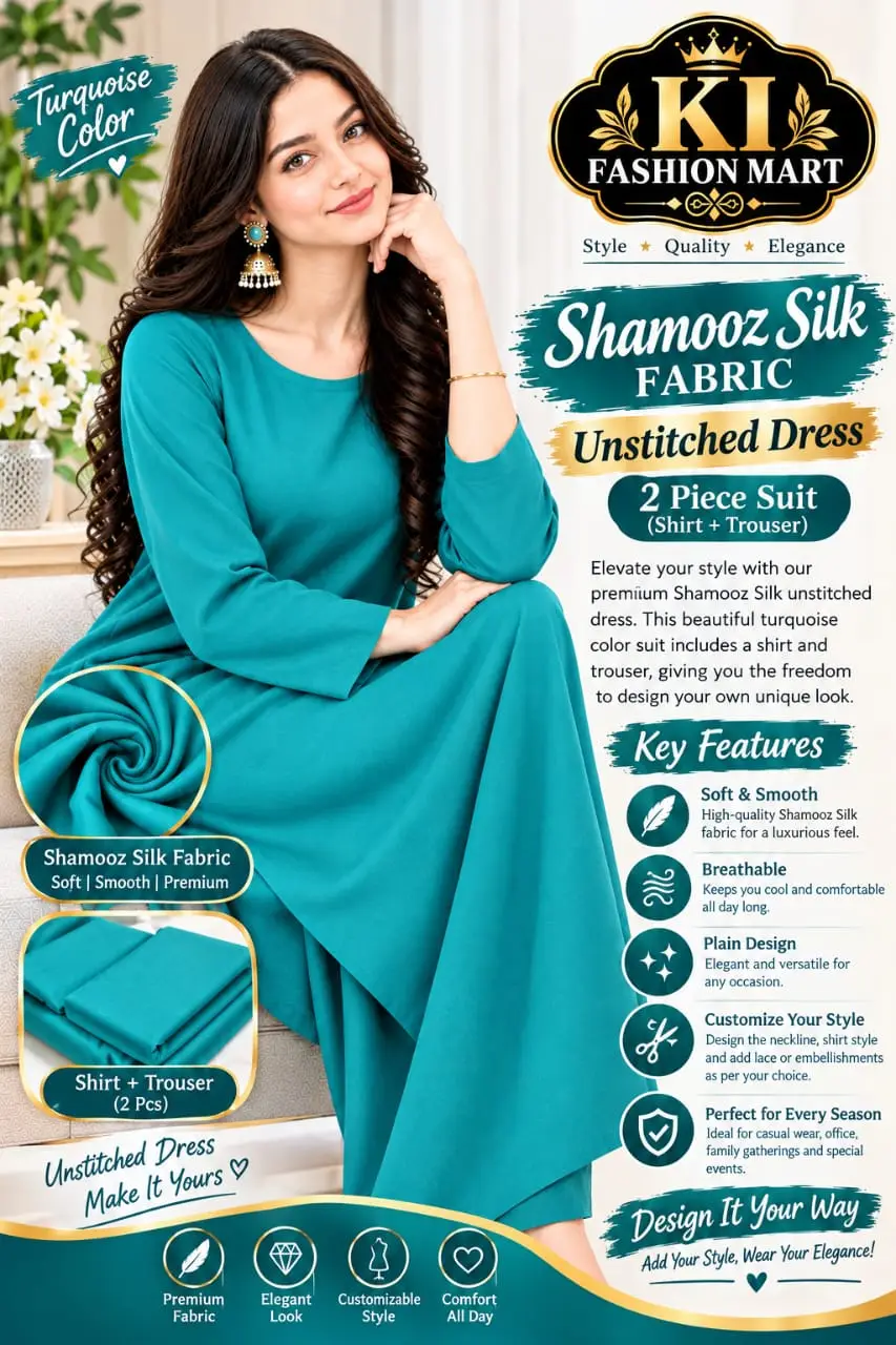 Shamooz Silk 2Pcs Women's Unstitched Plain Suit Best Quality