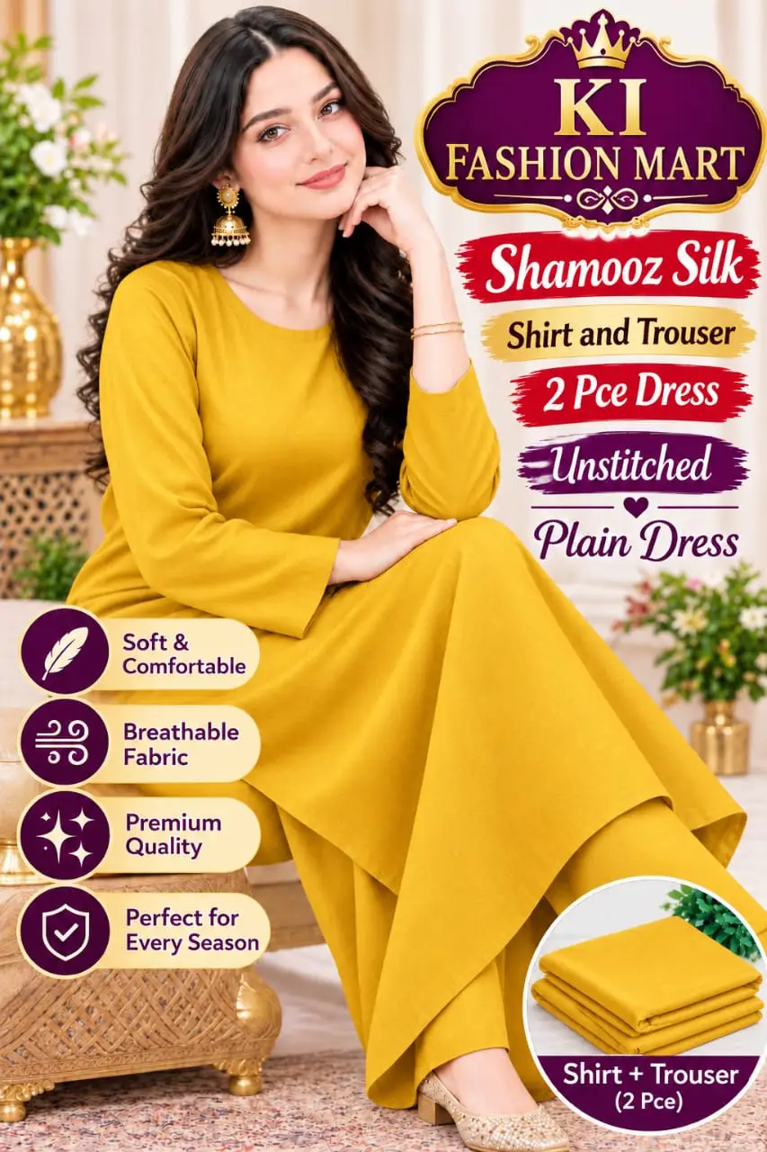 Shamooz Silk 2Pcs Women's Unstitched Plain Suit Best Quality